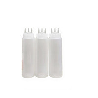 Plastic Squeeze Bottle 3-Hole Condiment Dispenser Wide Mouth