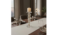 Textured Glass Candlestick Elegant Glass Candle Stand Stable Heavy Base Table Decoration for Christmas