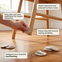 Self Adhesive Felt Furniture Pads for Hardwood Floors, Thickened Felt Furniture Leg Pads, Table Protector Felt Mats for Tables