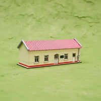 4 Pieces Pre-Printed Station Building Kit Miniature Railway Station Building with Wall Panels Detachable Model Realistic for Modelers