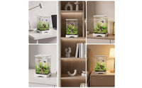 fishing Aquarium Transparent Desktop Aquatic Habitat Easy to Maintain Aquarium with Lid for Beginners, Office Workers