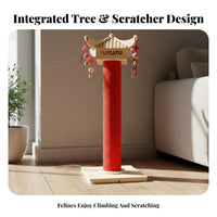 Wear-Resistant Tall Cat Scratching Post Interactive Turntable Base Sisal Rope Scratching Pole Sturdy and Stable Sisal Rope Cat Pole Promotes Healthy Claws for Cats, Kittens, Indoors, Indoor, Living Room, Home