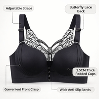 Support Bra for Women with Front Closure Design, Plus Size Comfort Sleep with Racerback and Adjustable Straps, Graduated Padding for Lift