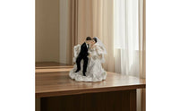 Wedding Couple Figurine with Umbrella Resin Sculpture Sturdy Keepsake for Anniversary