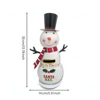 Snowman Mailbox Upright Christmas Mailbox Decor Holiday Decoration Indoor for Entryway, Tabletop