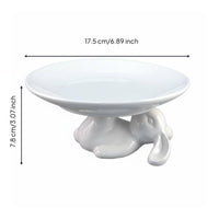 Easter Decor Rabbit Cake Stand Modern Design Bunny Cake Stand Easy to Clean Ceramic Rabbit Pedestal Plate Ideal Gift for Parties