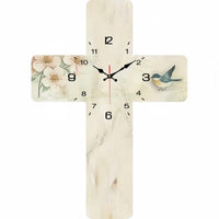 Non-Ticking Cross Shaped Wall Clock Modern Design Cross-Shaped Wall Clock Artistic Design Easy to Read for Christians, Living Room, Bedroom, Church