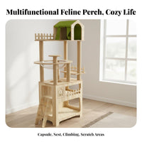 Large Cat Climbing Frame Sturdy Construction Wooden Feline Climber Easy to Hygienic Pet Furniture for Owners of Multiple Cats, Living Room, Indoors