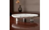Mineral Fruit Bowl Elegant Marble Pedestal Bowl Sculptural Tableware for Living Room