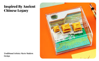 Unique Gift 3D Memo Block Cut 3D Art Notepad Dustproof Acrylic Case for Students, Hobbyists, Desktop, Study Room, Workspace