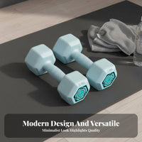 2 Pieces Anti-Roll Design 5kg Dumbbell Pair Floor-Friendly Hex Dumbbell Non-Slip Grip Hexagon Shaped Weight Ergonomic Handle for Men, Women, Beginners, Home Gym, Dorm Room