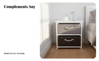 Narrow Bedside Storage Cabinet with Woven Baskets Solid Wood Frame Drawer Space Saving Nightstand for Bedroom, Living Room, Hallway