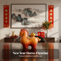 New Year Gift Resin Horse with Gold Ingot Symbol of Prosperity Chinese Astrological Horse Figurine Traditional Craftsmanship for Office Desk