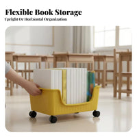 under-table Rolling cart with casters Wheeled Book container Movable for Students, Kids