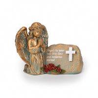 Angel Statue with Cross Embossed Solar Angel Statue Resin for Patio