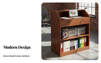 Modern Design Floor-Standing Lectern Multi-Purpose Reception Host Stand Wide Tabletop Wooden Podium with Storage Long-Lasting Construction for Presenters, Receptionists, Lecture Halls, Classrooms, Conference Rooms, Churches
