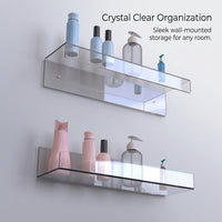 Bedroom Storage Shelf Unit for Home Organization, Transparent Corner Wall Mounted for Students, Modern Acrylic Display Rack