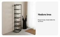 Space Saving Narrow Shoe Rack Small Footprint Narrow Shoe Storage Organizer Long-Lasting Metal Construction Slim Corner Stand Shelf Stable Structure for Apartment Dwellers, Homeowners, Families, Hallway, Bedroom, Dorm Room, Closet