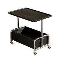 Minimalist Design 2-Tier Trolley Table Mobile Design 2-Tier Rolling Organizer 360° Rotating Wheels Storage Cart Spacious Tabletop for Apartment Dwellers, Homeowners, Away Ice Workers, Living Room, Bedroom, Small Areas, Kitchen
