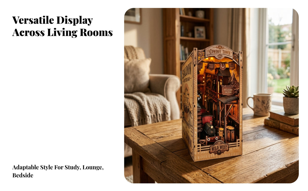 Detailed Miniature 3D Scene | Western borderland Town Theme, Layered Interior Scenery, miniature scene Insert, for Desk