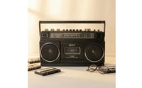 Built-in Handle AM/AM/radio Broadcast Radio Cassette Player Metal-Look Finish Tabletop Cassette Recorder Compact Two Speaker Radio