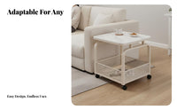 On casters 2-Tier Utility Cart Minimalist design Mobile Furniture Space Saving Storage Trolley Multi-Functional for Apartment Dwellers, Office Workers, Living Room, Bedroom, Kitchen, Bathroom