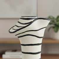 Modern Striped Flower Vase Eye-Catching Design Striped Vase Easy to Match Home Decor for TV Cabinet