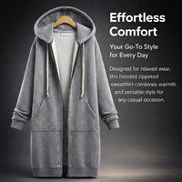 Hoodie Fleece Jacket Women with Lined Interior for Extra Warmth, Oversized Zip Up with Extended Length Coverage, Comfortable Loungewear