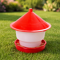 Poultry Feeder Chicken Feeder Automatic Feeder Plastic Durable Red White With Lid Rainproof Scratch Resistant