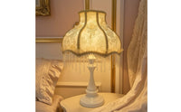 Fringe Table Lamp Decorative Table Lamp with Textile Shade Vintage-Inspired Princess-Style for Girls, Bedroom, Reading Corner