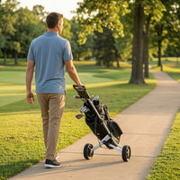 Lightweight Golf Bag Push Cart Easy Folding Two-Wheel Golf Cart Quick Fold Trolley Smooth Rolling for Course