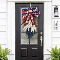 Independence Day Door Hanging Wreath Festive Door Hanger Artificial Patriotic Hues Floral Swag for Porch