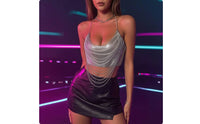 Cropped Top with Chains Lustrous Cropped Top Clothing for Women, Nightlife, Party