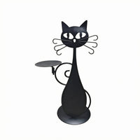 Feline Candlestick Minimalist Design Feline-Shaped Candle Holder Taper Candle Holder Sculptural Metal Craft Cutout Face