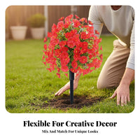 Artificial Flower Stake Realistic Look Garden Flower Stake Lifelike Appearance Outdoor Decoration for Patio, Burial Site, Planter Box