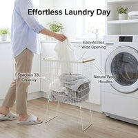 Laundry Basket Foldable with Iron Wire Frame for Dirty Clothes Storage, Washing for Bedroom and Bathroom, Hamper