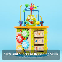 Educational Bead Maze Learning Cube Multipurpose Wooden Activity Cube Develops Hand-Eye Coordination for Toddlers, Preschoolers