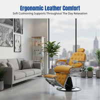 Luxury Hydraulic Salon Chair, Adjustable Reclining, Metal Frame, Commercial Furniture