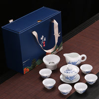 德化白瓷功夫茶具套装家用客厅办公室泡茶陶瓷盖碗茶壶茶杯礼盒装