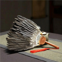 Handmade Goose Feather Fan with Tassel Decorative Feather Hand Fan with Tassel Elegant Traditional for Dancers, Photoshoots