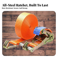 Ratchet Fastening Strap High Strength Ratchet Strap with Hooks Stitching Transporting Accessory for Truckers, Movers, Trucks, Roof Racks, Warehouses