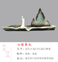 陶瓷自动循环水鱼缸流水增氧过滤器摆件鱼盆喷泉瀑布室内家用造景