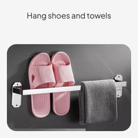 Stainless Steel Slipper Rack and Towel Bar, Wall-Mounted