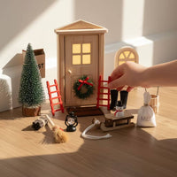 Diy Christmas House Kit Festive Miniature Scene Kit with Snowman Artisanal Miniatures Delicate for Shelf Decor
