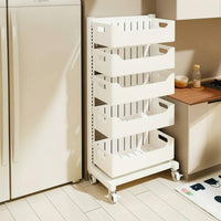 Rolling Storage Cart Sturdy Steel Frame Fruit and Vegetable Storage Rack Heavy Duty Multi-Tier Vegetable Rack for Pantry, Office