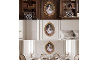 Oval Picture Frame Gold-Finish Oval Frame with Scroll Relief Vintage-Style for Decorators, Living Room
