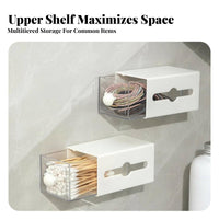 hinged-lid Dispenser with Drawer no-drill Installation for Vanity, Women, Adults