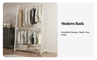 Sturdy & Long-Lasting Heavy Duty Clothing Rack Easy Assembly Freestanding Clothes Rack with Shelf Space-Saving 2-Tier Clothing Organizer Large Capacity for Homeowners, Boutique Owners, Bedroom, Dorm Room, Entryway, Basement