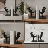 Decorative Dog Bookends Textured Canine Bookends Sculpted Book Supports Stylish for Readers, Desk