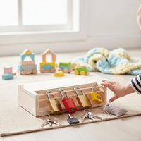 Child-Led Educational Inspired Wooden Lock and Key Toy Early Learning Wooden Lock Box Polished Edges Toddler Unlocking Busy Box CPC & CE Certified for Toddlers, Daycare